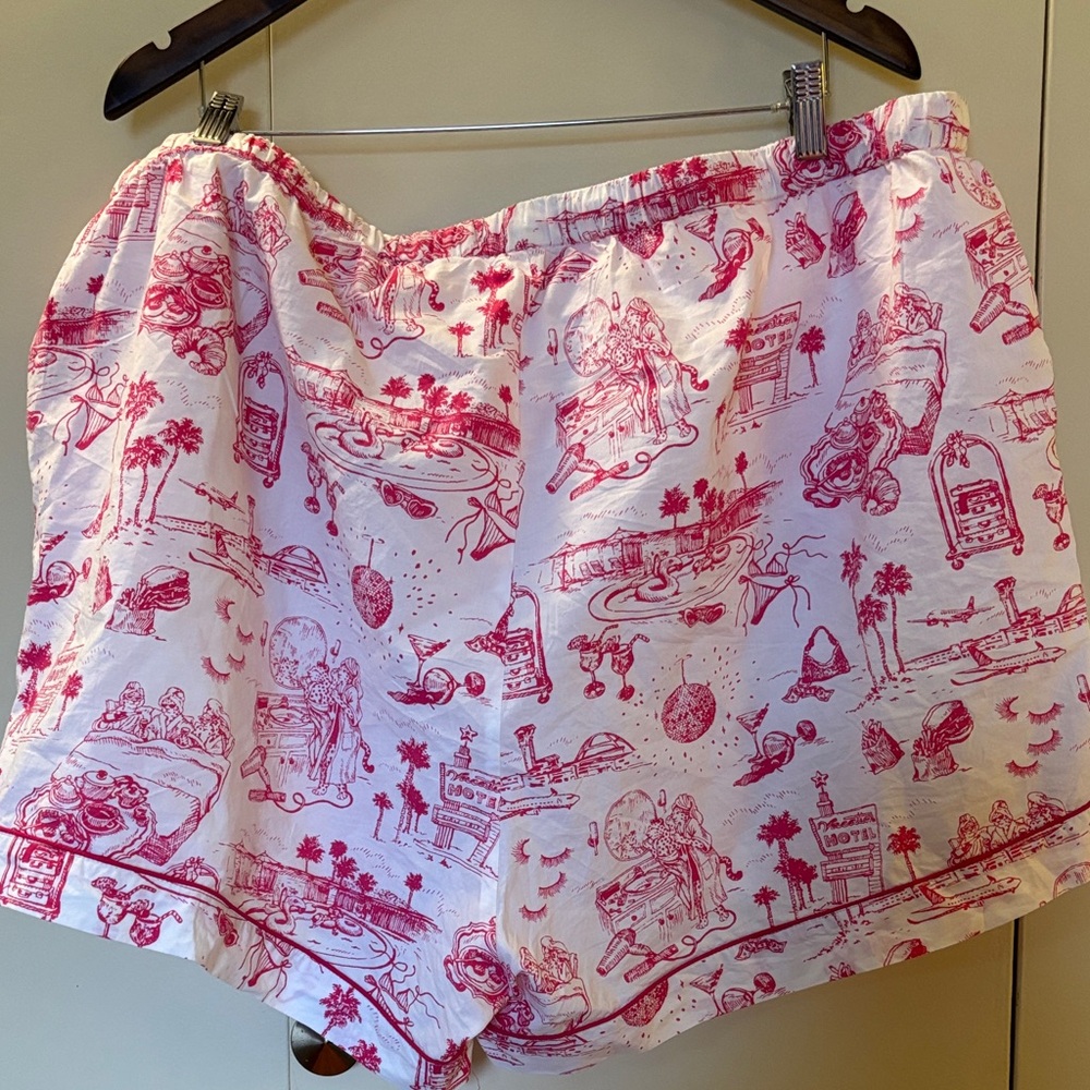 Printfresh with Sean Taylor Pink and White Girls Trip Toile Patterned Shorts 3X - Picture 6 of 7